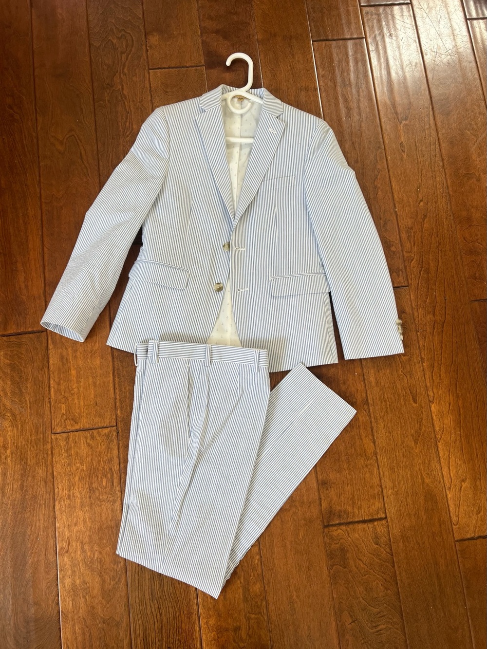 Kid’s Light Blue Seersucker Two-Piece Suit